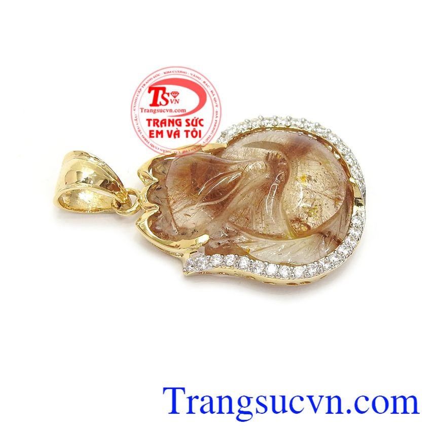 Mặt dây hồ ly tóc nâu vàng, mặt dây thạch anh 