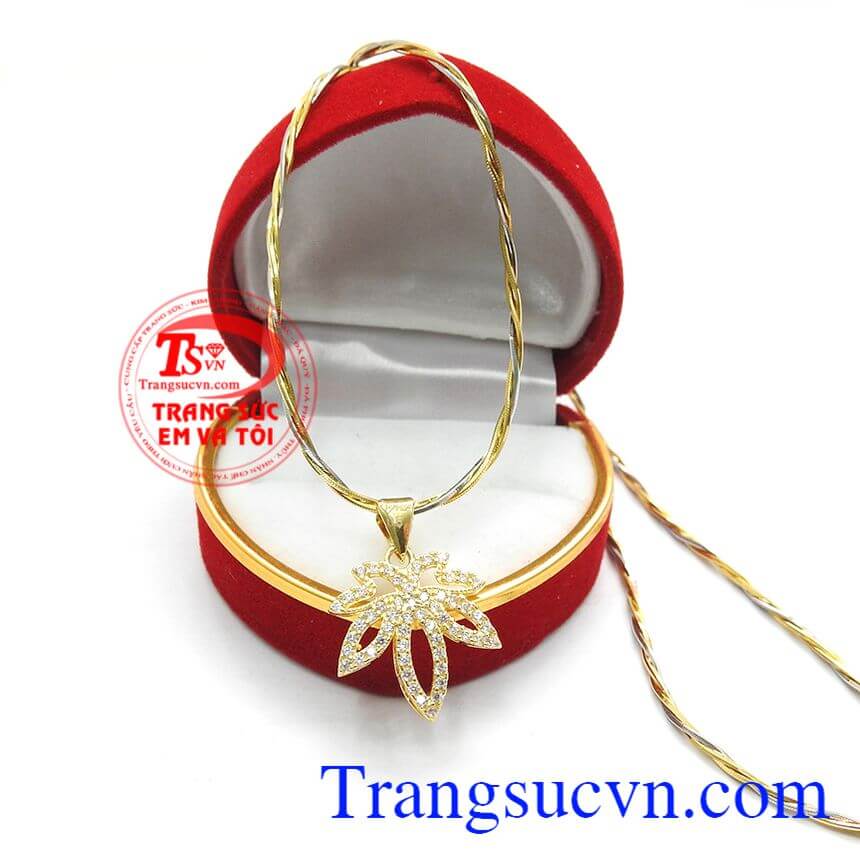 Bộ dây chuyền lá phong vàng 10k, trang sức bộ Bộ dây chuyền lá phong vàng 10k, trang sức bộ