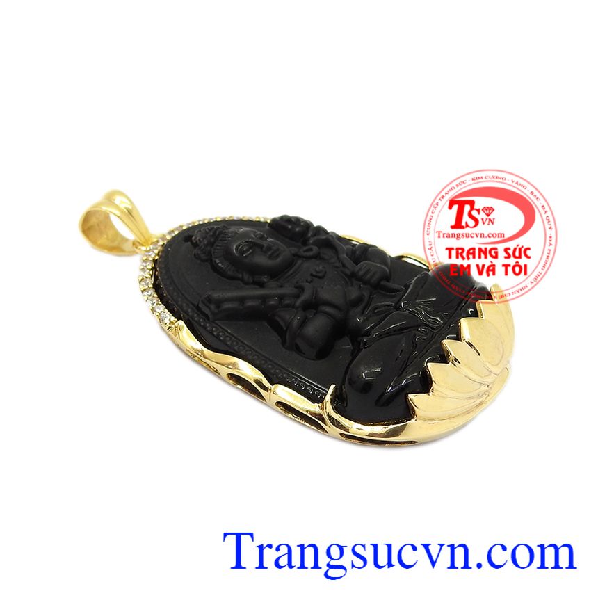 Mặt phật obsidian tuổi sửu-dần, mặt phật bọc vàng