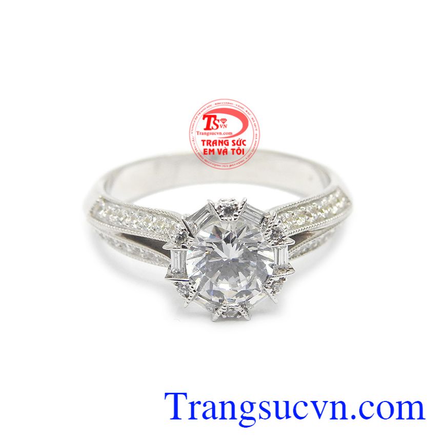 Nhẫn nữ thiết kế vàng trắng, nhẫn nữ vàng trắng
