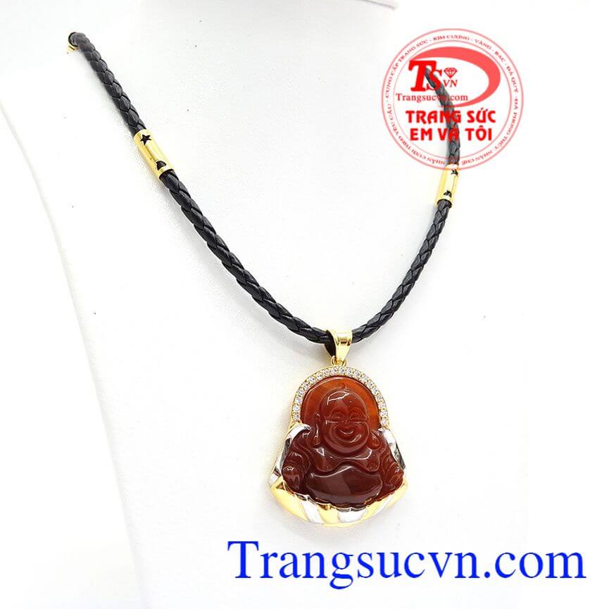 Bộ dây phật Di Lặc cá tính, Bộ dây chuyền nam mệnh thổ, Bộ dây phật Di Lặc bọc vàng