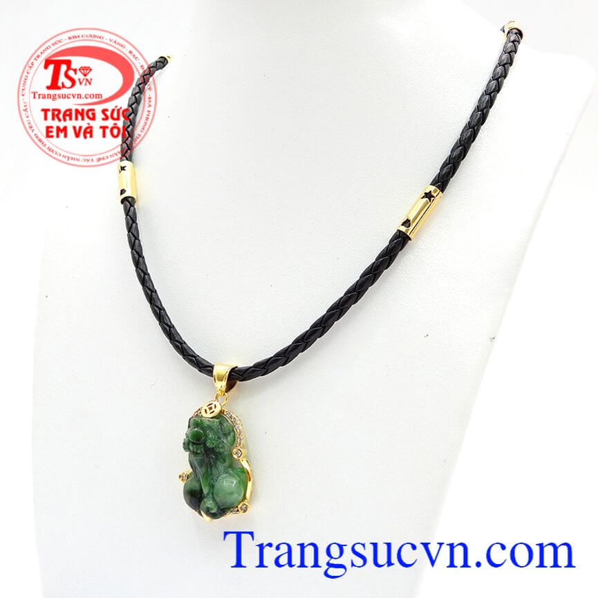 Bộ dây chuyền nam Tỳ Hưu ngọc đẹp, Bộ dây chuyền nam bọc vàng, Bộ dây chuyền chiêu tài lộc