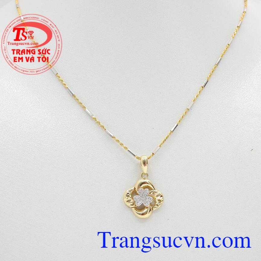 Bộ dây nhập khẩu cánh hoa tươi xinh, Bộ dây chuyền nữ thời trang đẹp, Bộ dây chuyền vàng tây nữ đẹp