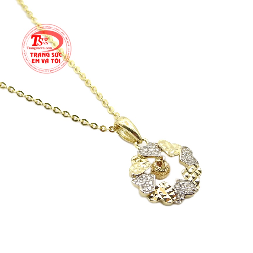Bộ trang sức trái tim dễ thương, Bộ dây chuyền vàng, bộ trang sức nữ thời trang