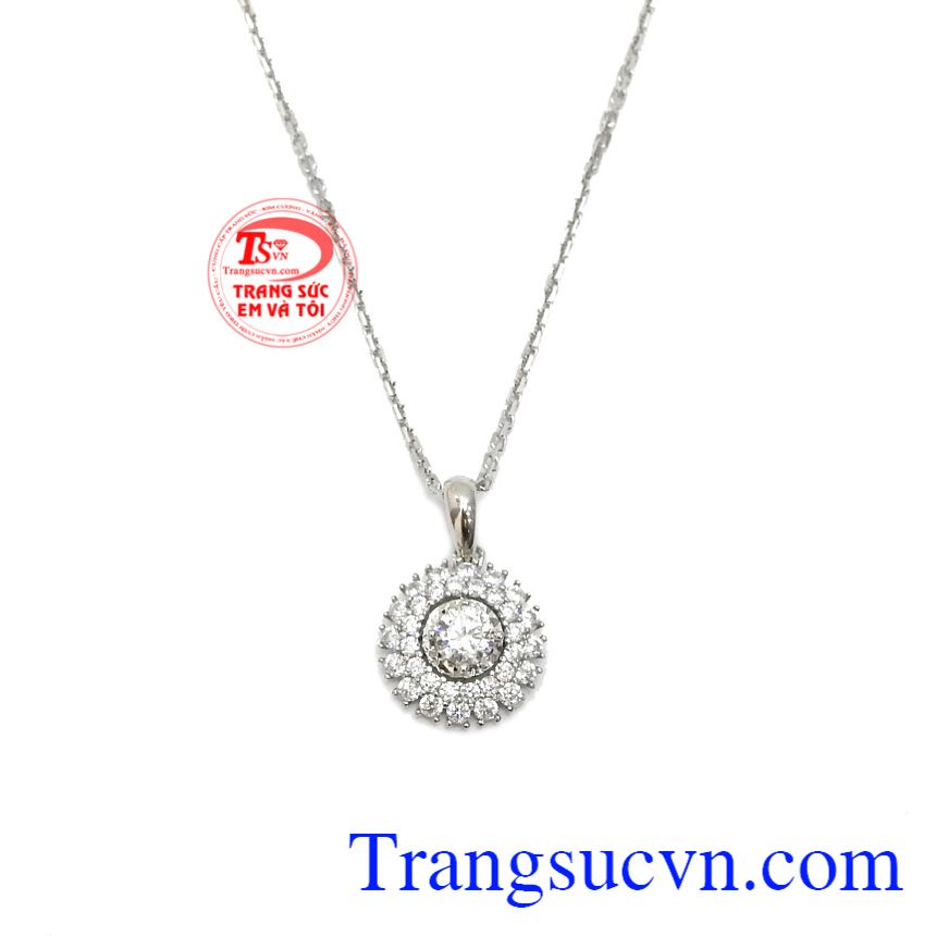 Bộ trang sức vàng trắng lấp lánh 10k, trang sức bộ, mặt dây chuyền đá quý