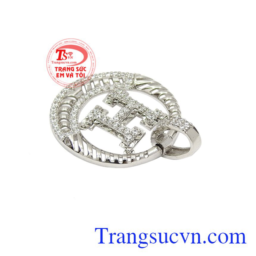 Mặt chữ H v&agrave;ng trắng ấn tượng, Mặt d&acirc;y chuyền v&agrave;ng trắng, Mặt d&acirc;y chuyền nữ thiết kế