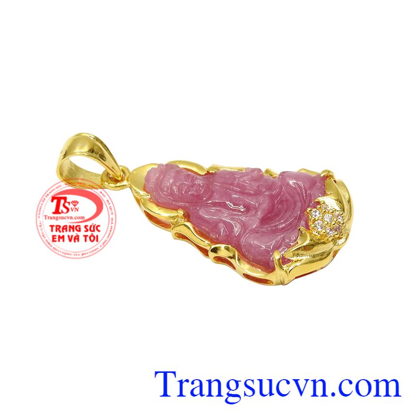 Mặt Phật Quan Âm cát tường, Mặt dây chuyền nam, Mặt dây ruby bọc vàng sang trọng