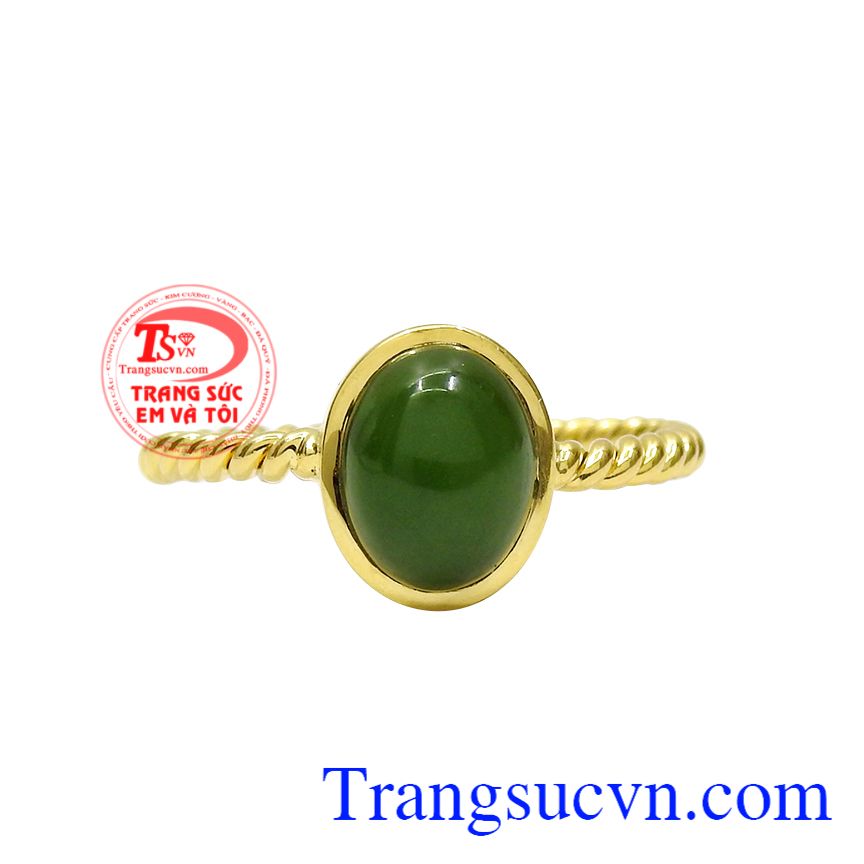 Nhẫn nữ vàng nephrite bình an, Nhẫn ngọc cẩm thạch, Nhẫn nữ vàng đá quý
