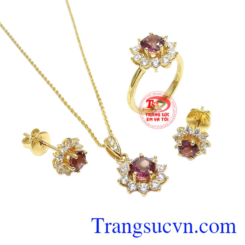 Bộ trang sức granet tài lộc 14k, Trang sức bộ
