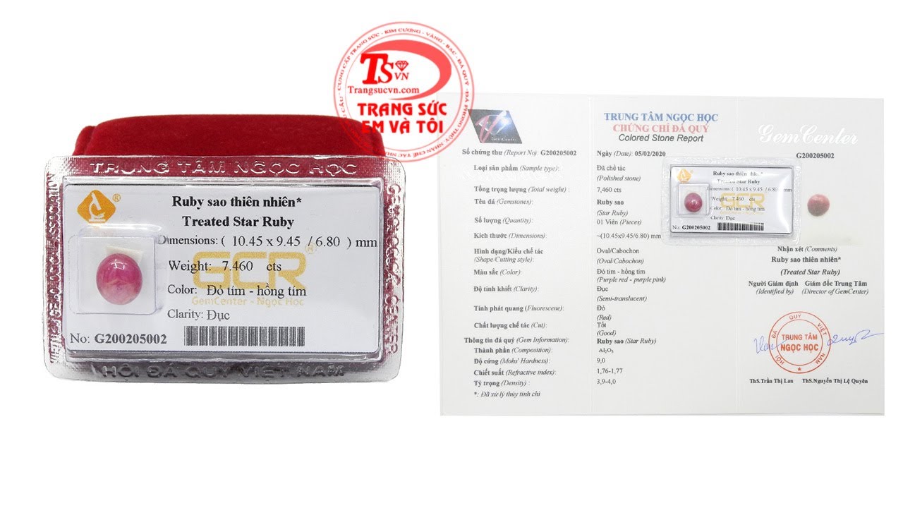 Đá Ruby sao ép vỉ may mắn Đá Ruby sao ép vỉ may mắn