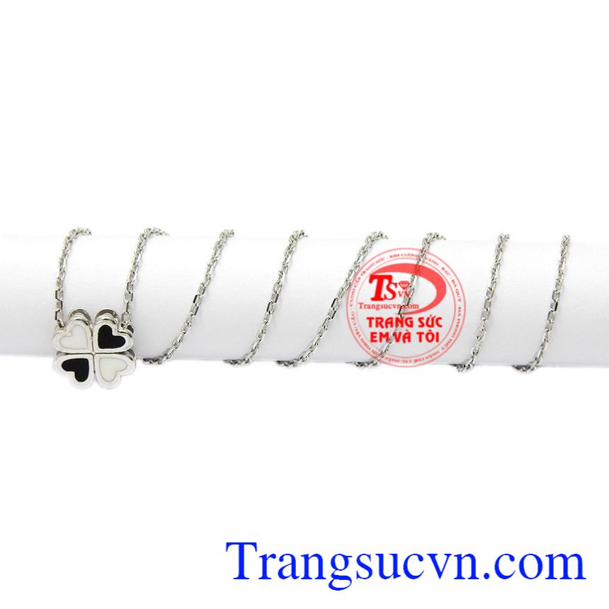 Dây liền vàng trắng cỏ bốn lá, Dây chuyền vàng nữ Dây liền vàng trắng cỏ bốn lá, Dây chuyền vàng nữ