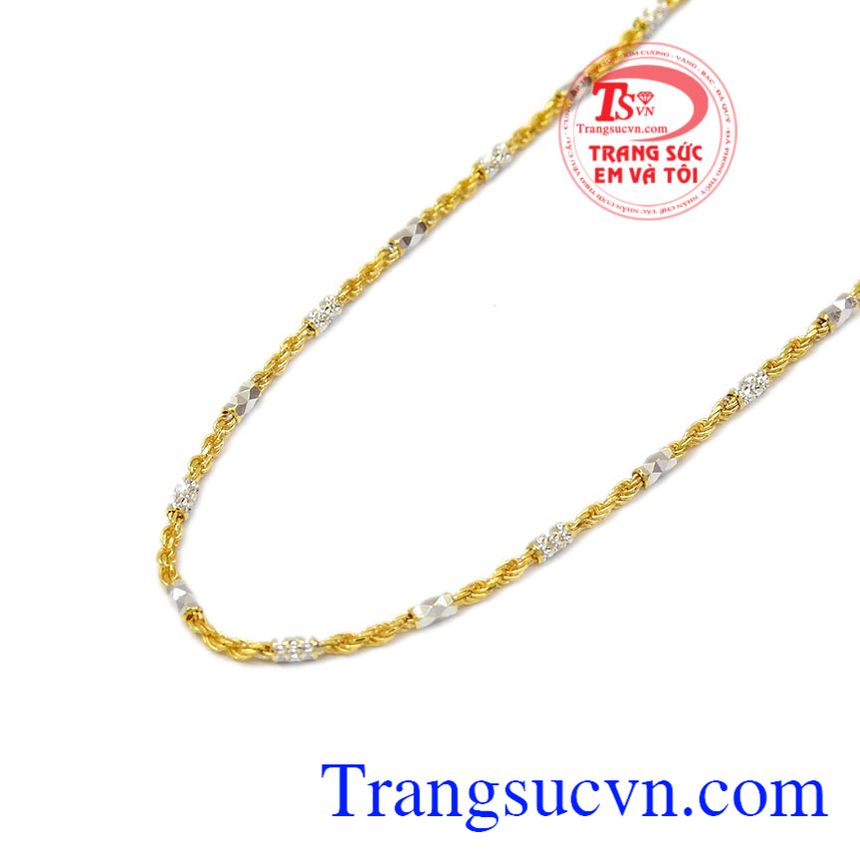 Dây vàng trắng vàng màu, Dây Chuyền Nữ Italy 10k
