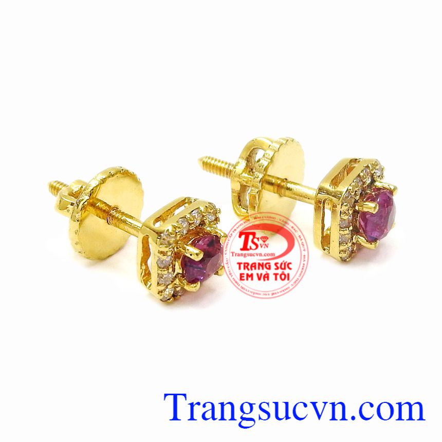 Hoa tai đá Ruby nhỏ xinh, Hoa tai Ruby Hoa tai đá Ruby nhỏ xinh, Hoa tai Ruby