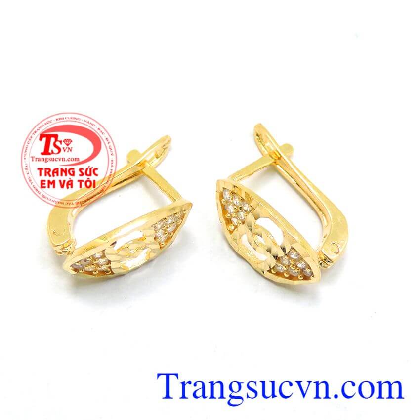 Hoa tai kiểu logo chanel, Hoa tai vàng tây Hoa tai kiểu logo chanel, Hoa tai vàng tây