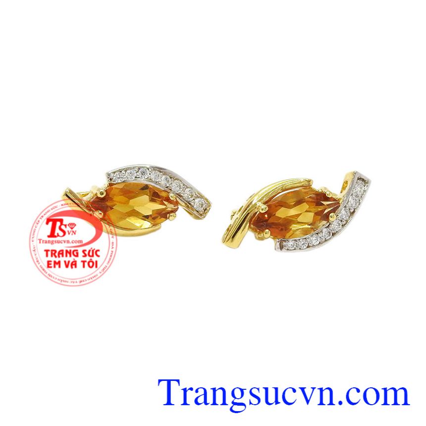 Hoa tai nữ thạch anh vàng đẹp, Hoa tai thạch anh Hoa tai nữ thạch anh vàng đẹp, Hoa tai thạch anh