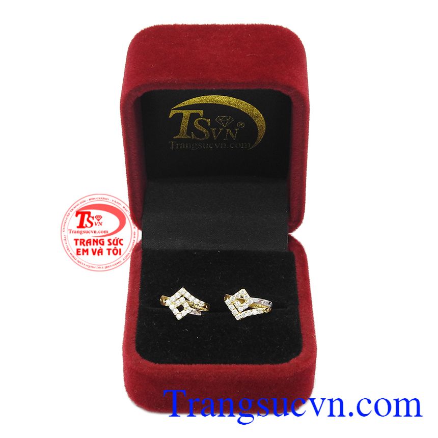 Hoa tai vàng 10k chất lượng,Hoa tai vàng tây,Hoa tai đá quý