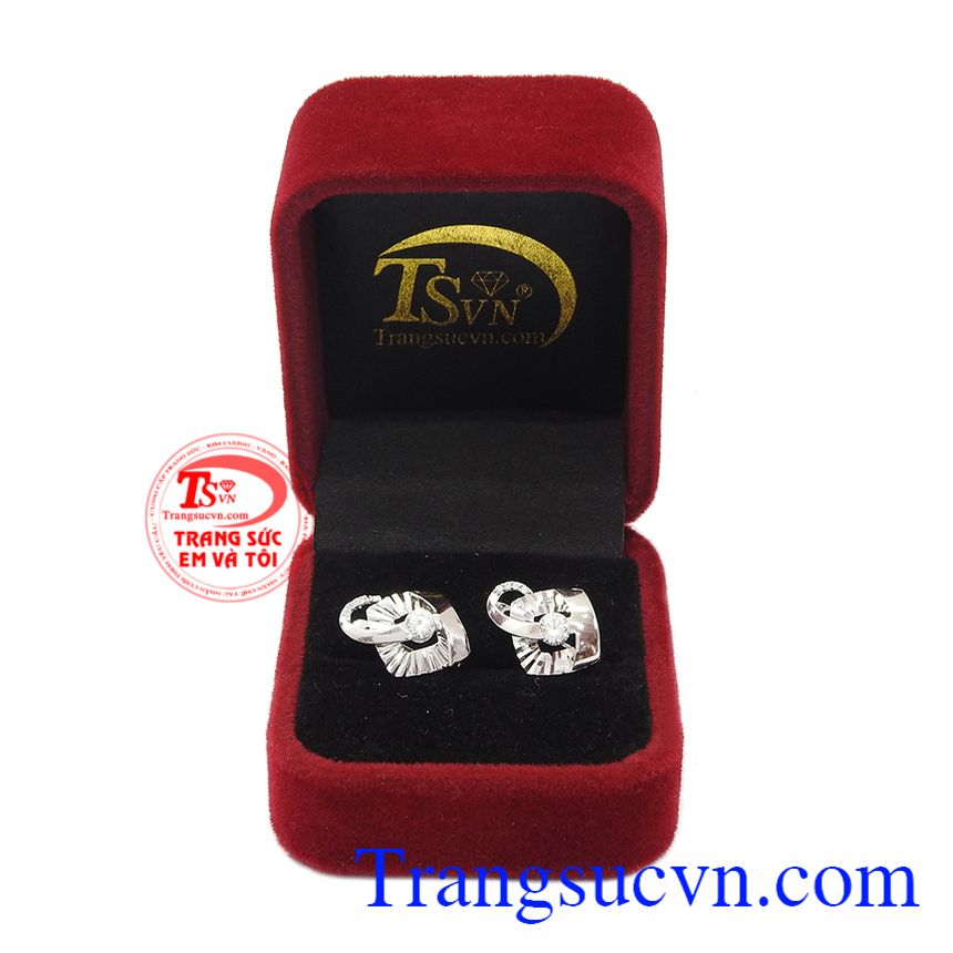 Hoa tai vàng trắng 18k đẹp,Hoa tai vàng tây,Hoa tai vàng trắng