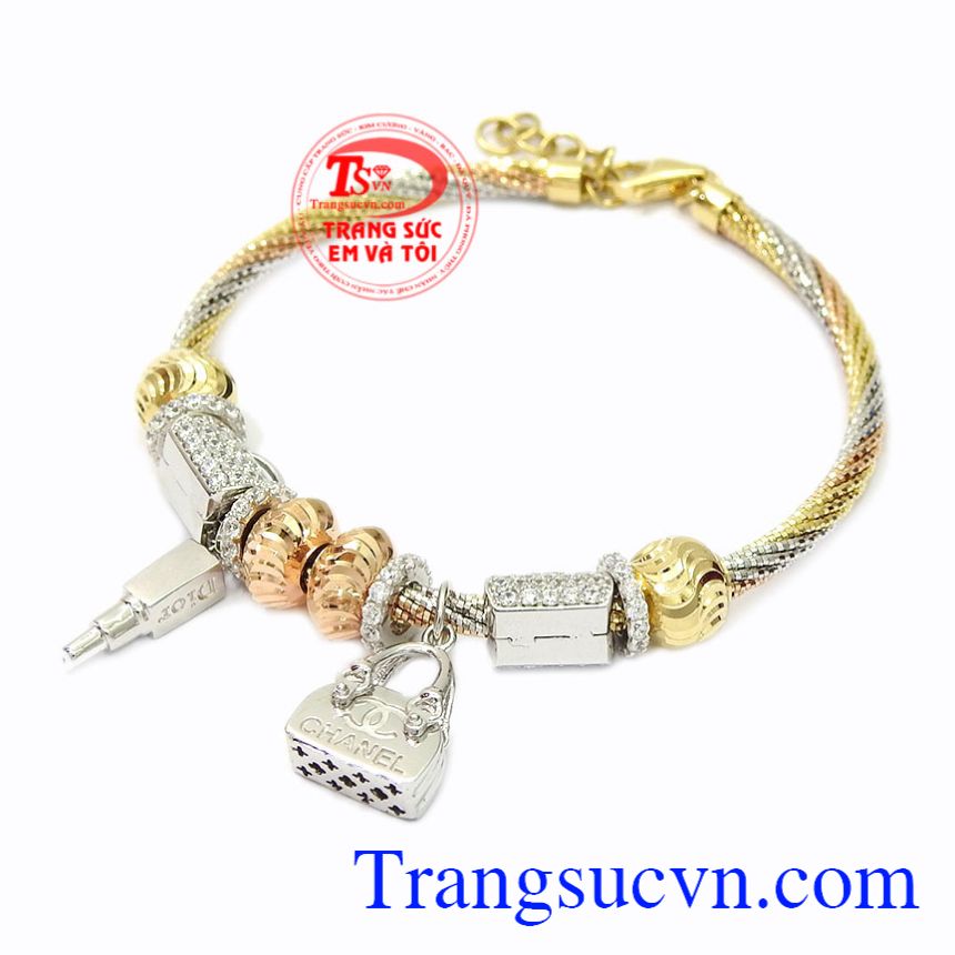 Lắc cham vàng tây thời thượng, Lắc tay vàng 18k