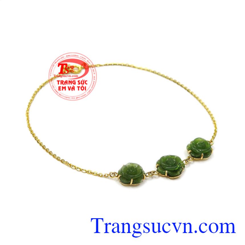 Lắc chân hoa hồng nephrite, Lắc chân vàng tây, lắc chân nữ thời trang