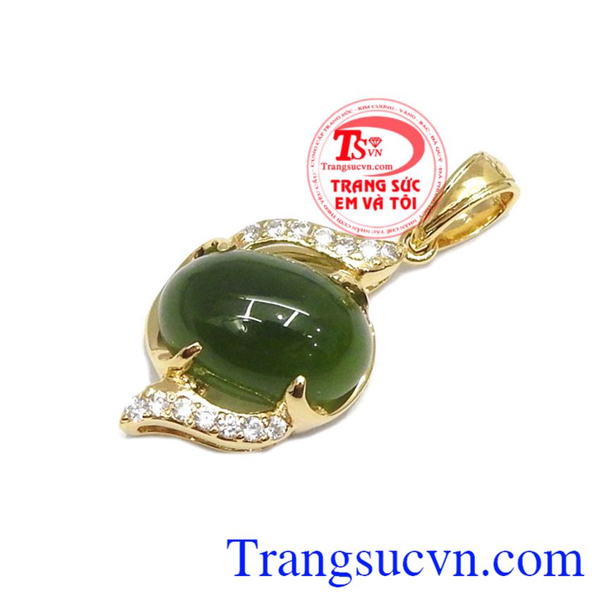 Mặt dây chuyền nephrite thiên nhiên, Mặt dây vàng tây đá quý Mặt dây chuyền nephrite thiên nhiên, Mặt dây vàng tây đá quý