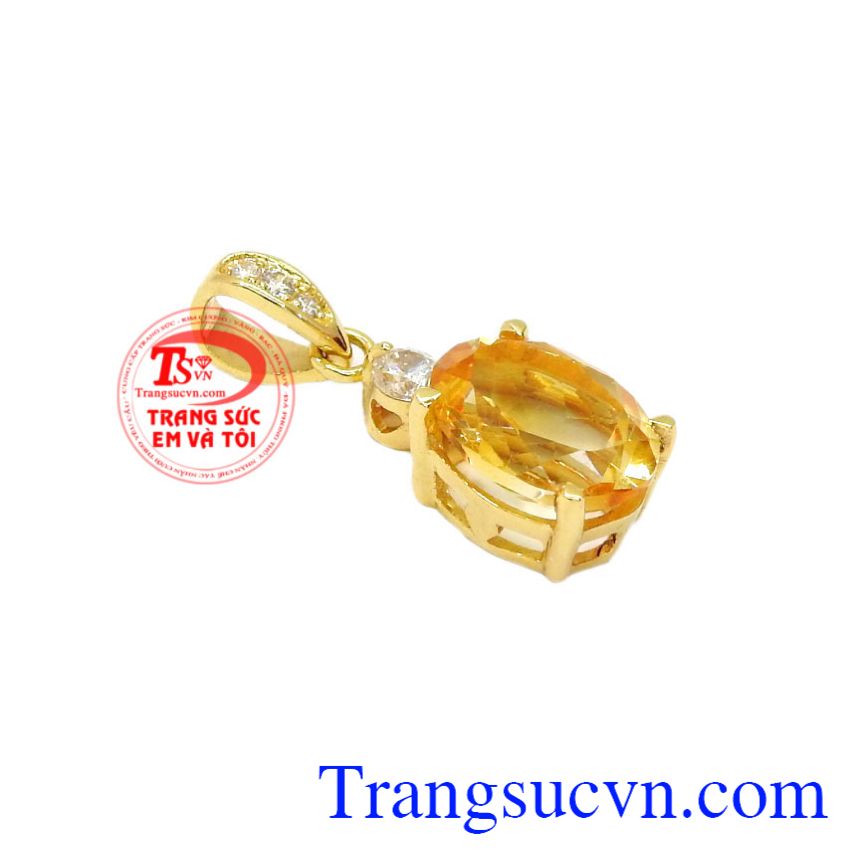 Mặt dây nữ thạch anh vàng xinh xắn, Mặt dây vàng citrine
