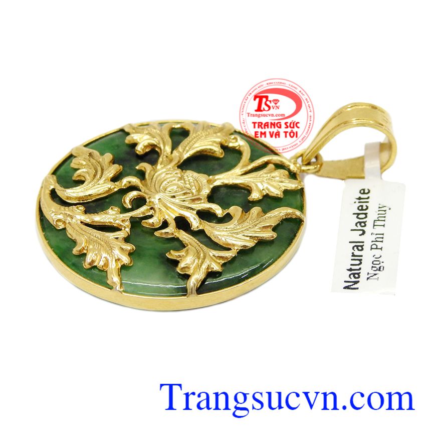 Mặt jaideite bọc hoa vàng, Mặt dây vàng tây đá quý