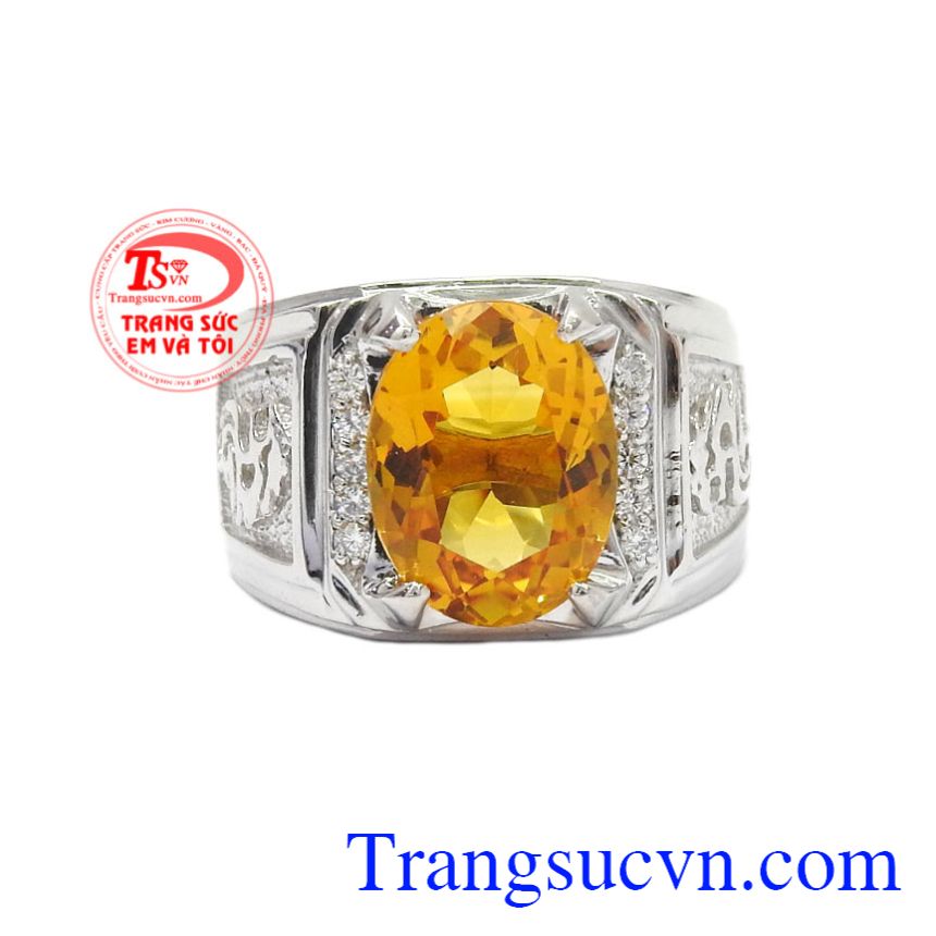 Nhẫn bạc thạch anh vàng công danh, Nhẫn nam bạc