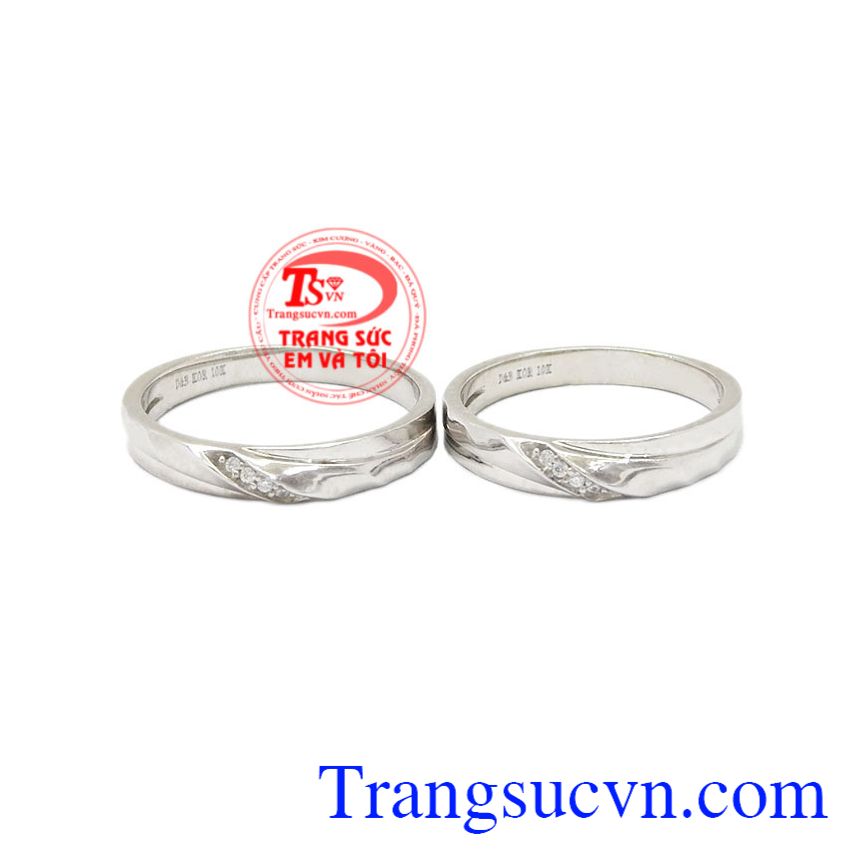 Nhẫn cưới vàng trắng tinh tế, Nhẫn nữ vàng trắng Nhẫn cưới vàng trắng tinh tế, Nhẫn nữ vàng trắng