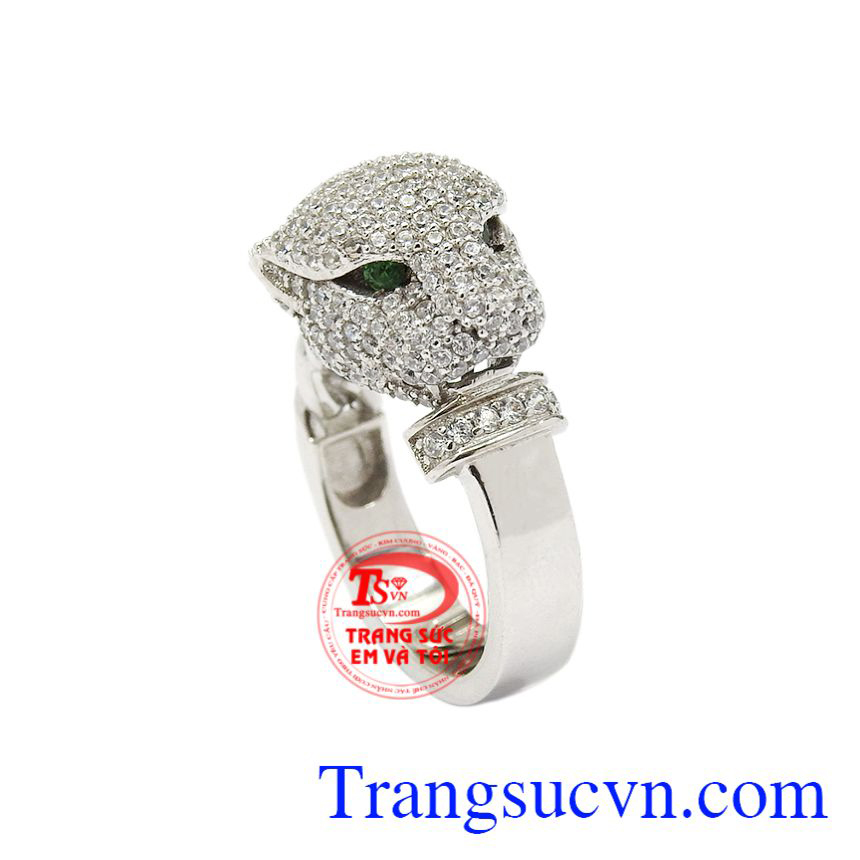 Nhẫn nam báo trắng tinh tế, Nhẫn vàng trắng nam Nhẫn nam báo trắng tinh tế, Nhẫn vàng trắng nam