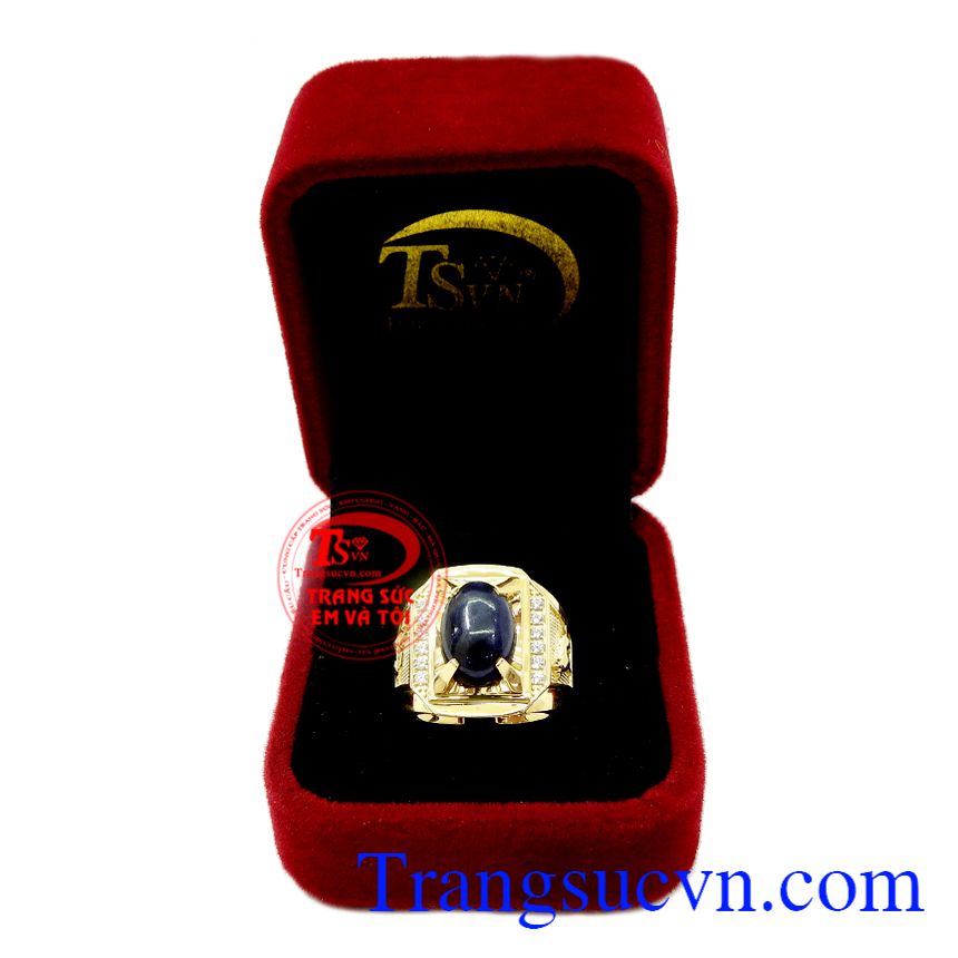 Nhẫn nam Sapphire 14k,Nhẫn nam đẹp,Nhẫn nam vàng tây