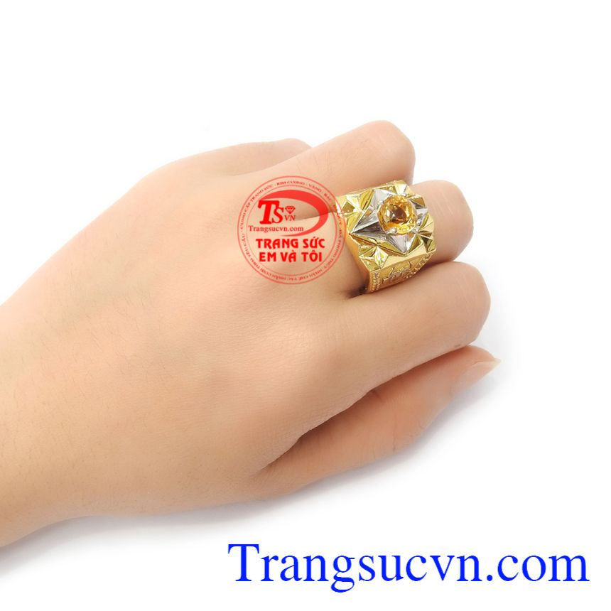 Nhẫn nam thạch anh vàng phúc lộc,Nhẫn nam thạch anh vàng,Nhẫn nam đẹp