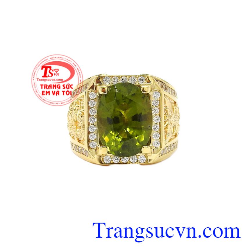 Nhẫn nam vàng Peridot sang trọng, Nhẫn nam peridot