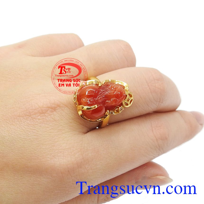 Nhẫn nữ 14k tỳ hưu chiêu lộc,Nhẫn nữ tỳ hưu,Nhẫn nữ đẹp