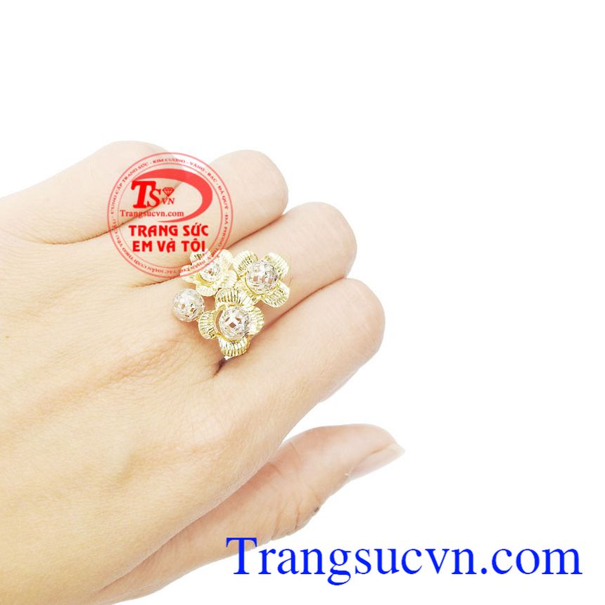 Nhẫn nữ hoa vàng 10k,Nhẫn nữ vàng tây