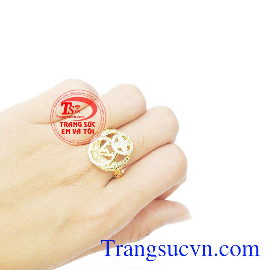 Nhẫn nữ mặt tròn vàng 10k,Nhẫn nữ vàng tây