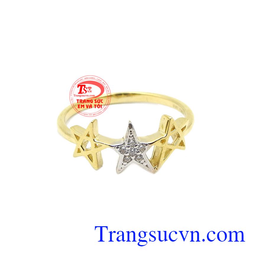 Nhẫn nữ ngôi sao tỏa sáng, nhẫn nữ vàng tây