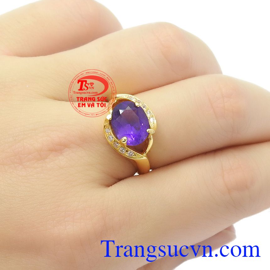 Nhẫn nữ thạch anh tím 18k,Nhẫn nữ thạch anh tím,Nhẫn nữ đẹp