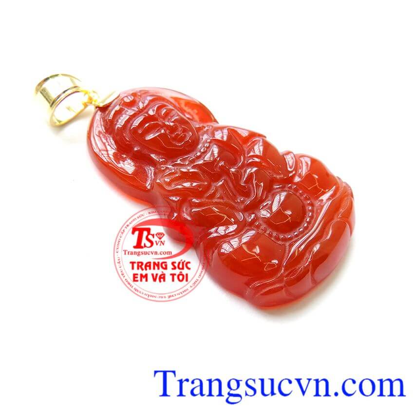 Phật Quan Âm mã não vàng 14k, Mặt phật bọc vàng