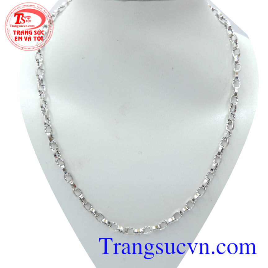 Vòng cổ vàng trắng Italy 18k, Dây chuyền nam Italy Vòng cổ vàng trắng Italy 18k, Dây chuyền nam Italy