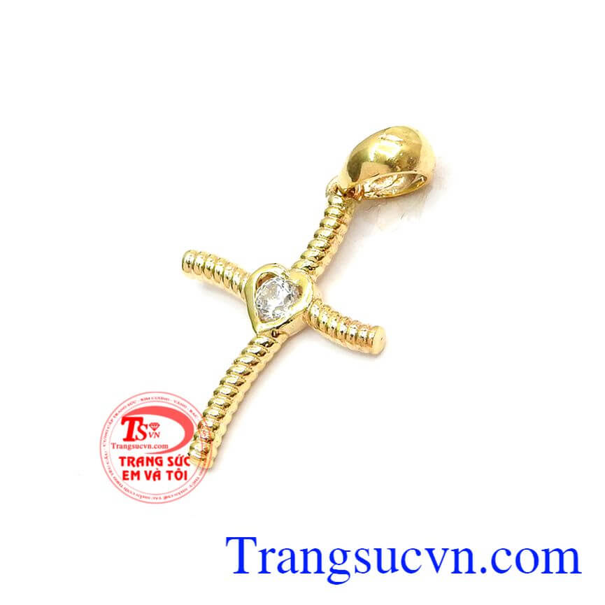 Cây Thánh Giá Tình Yêu, mặt dây nữ vàng 10k, Mặt dây công giáo.