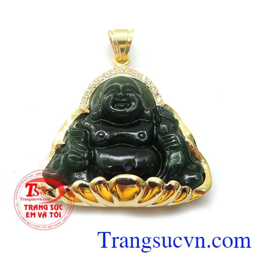 Mặt dây chuyền phật di lặc, mặt dây ngọc cẩm thạch sáng bóng.