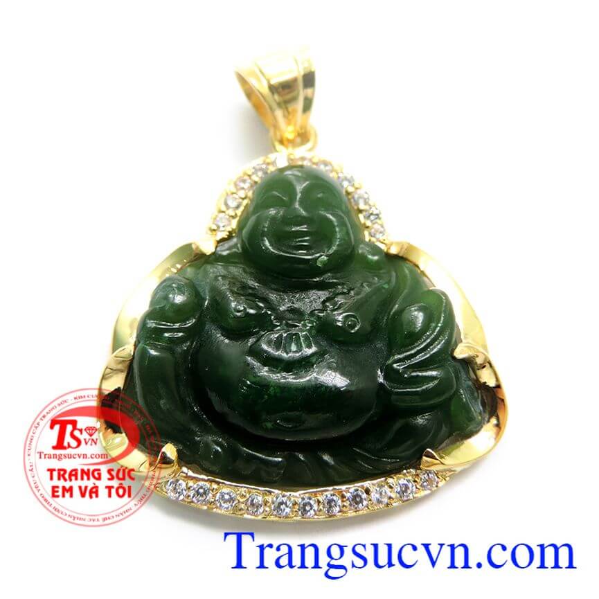 Mặt ngọc nephrite phật di lặc, Mặt ngọc bọc vàng may mắn cho người đeo.