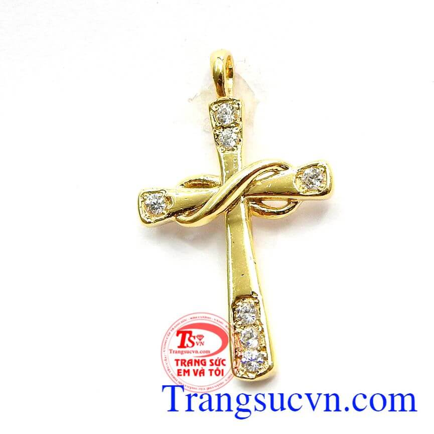 Mặt thập giá vàng, Mặt dây nữ thời trang, Mặt dây vàng 10k.
