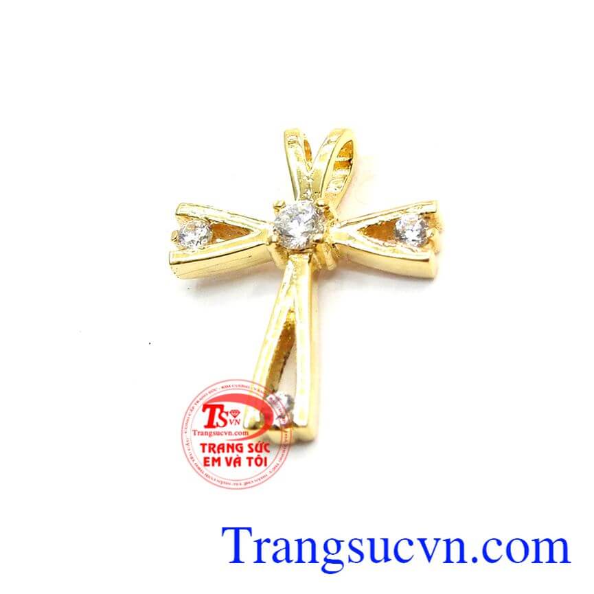 Mặt Thánh Giá vàng đẹp, mặt dây nữ trang nhã, mặt dây vàng 10k.