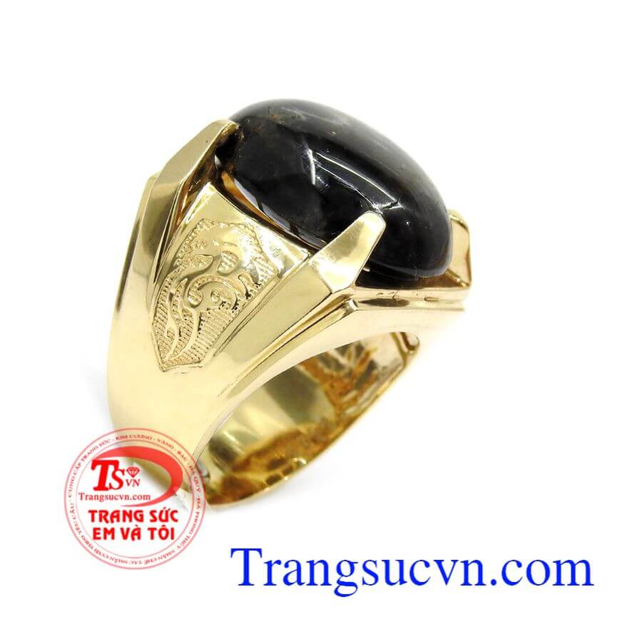 Nhẫn vàng nam Sapphire cao cấp, Nhẫn nam đẹp, nhẫn nam 14k sang trọng