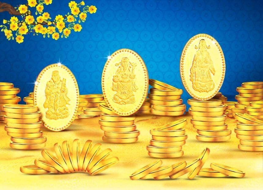 Đa dạng về kiểu vàng trong ngày mùng 10 tháng Giêng âm lịch. Đa dạng về kiểu vàng trong ngày mùng 10 tháng Giêng âm lịch.