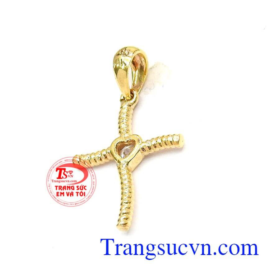 Cây Thánh Giá Tình Yêu, mặt dây nữ vàng 10k, Mặt dây công giáo.