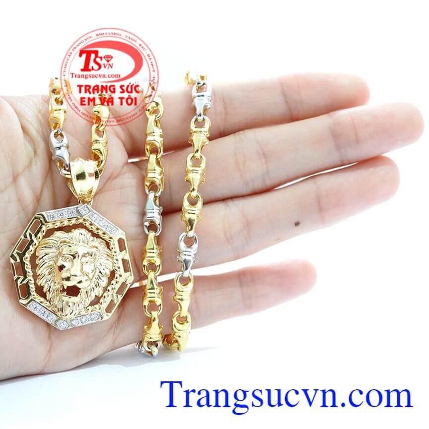 Bộ dây chuyền nam oai nghiêm, Dây chuyền và mặt dây được sản xuất bởi vàng tây có độ bền đẹp cao