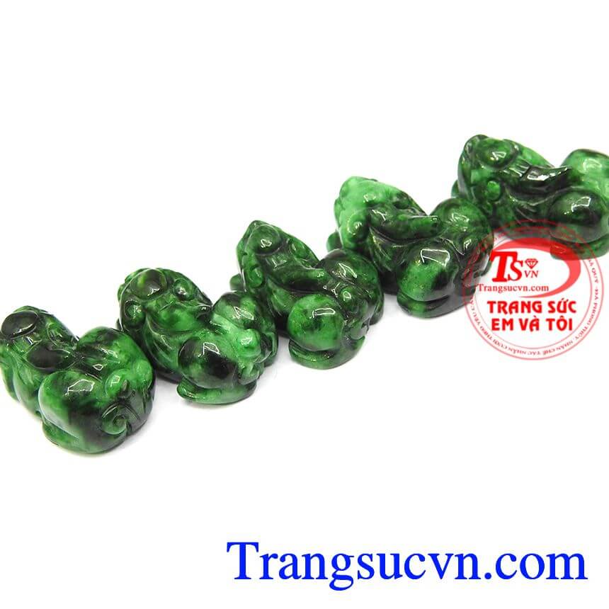 Tỳ hưu cẩm thạch xanh ngọc, tỳ hưu jadeite thiên nhiên, tỳ hưu may mắn.