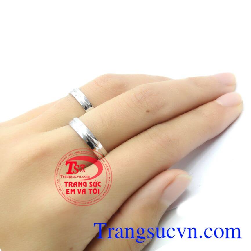 Nhẫn cưới trơn chỉ, Nhẫn cưới vàng trắng, Nhẫn cưới đẹp cho ngày hạnh phúc